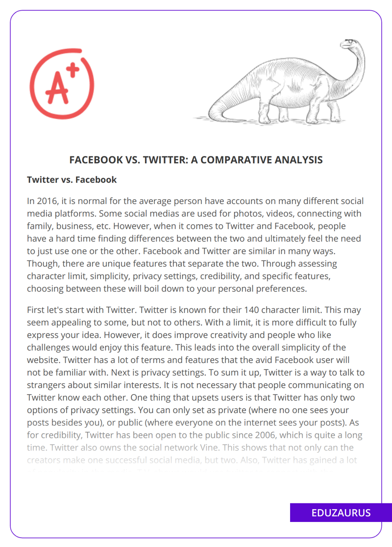 Facebook VS. Twitter: a Comparative Analysis