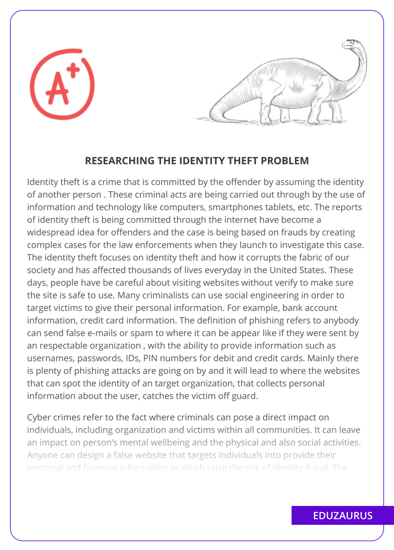 Researching The Identity Theft Problem