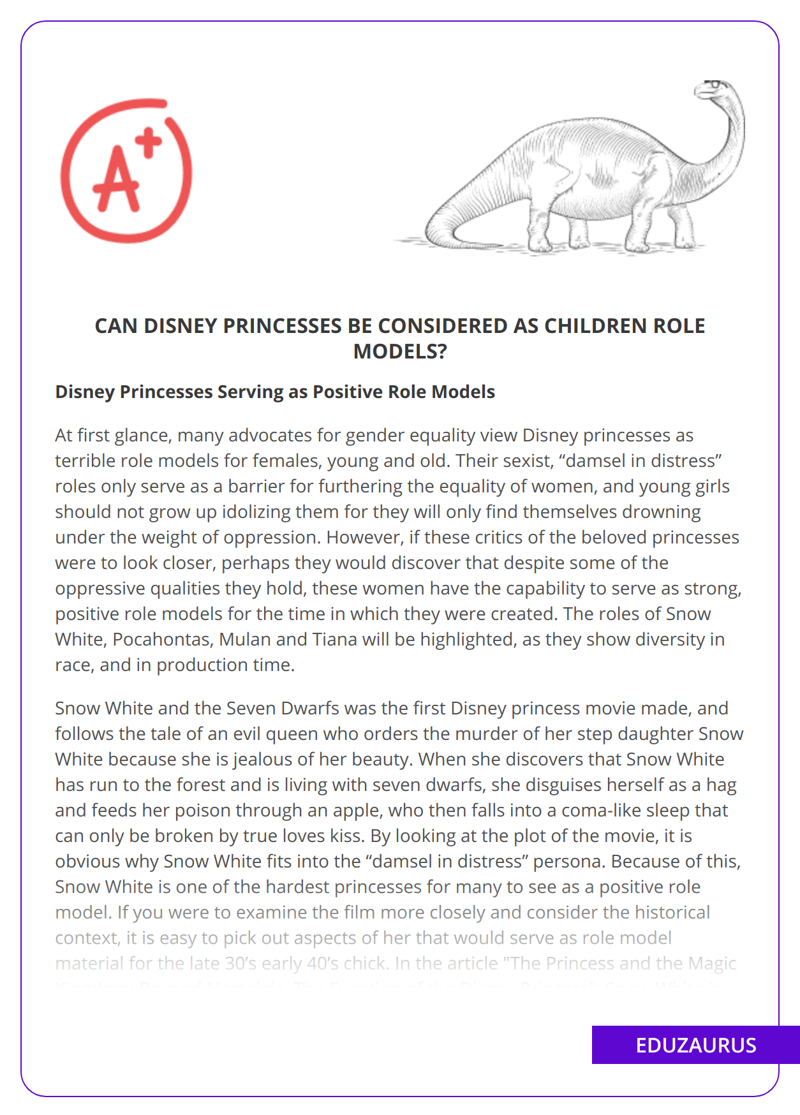 Disney Princesses are Bad Role Models Essay