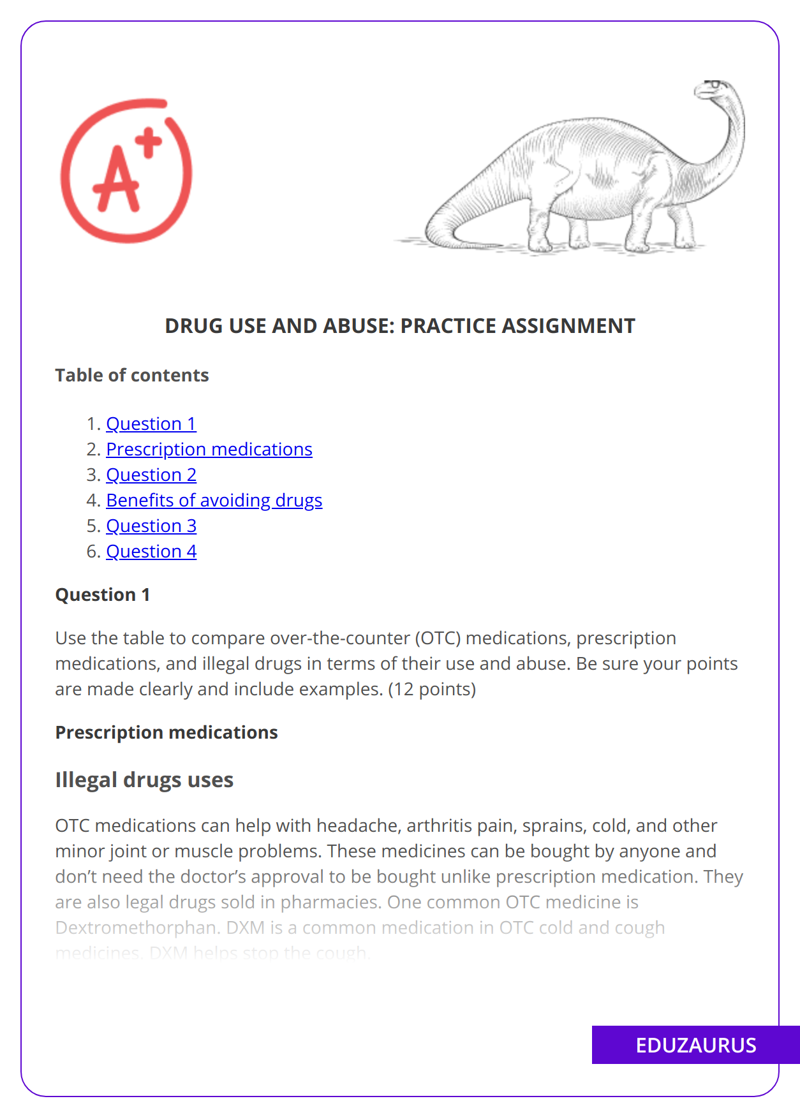 Drug Use and Abuse: Practice Assignment