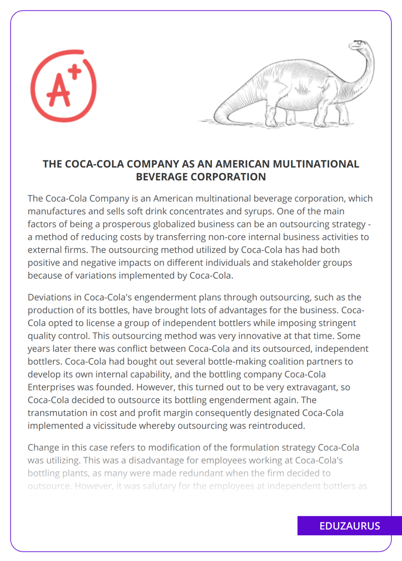The Coca-Cola Company As an American Multinational Beverage Corporation