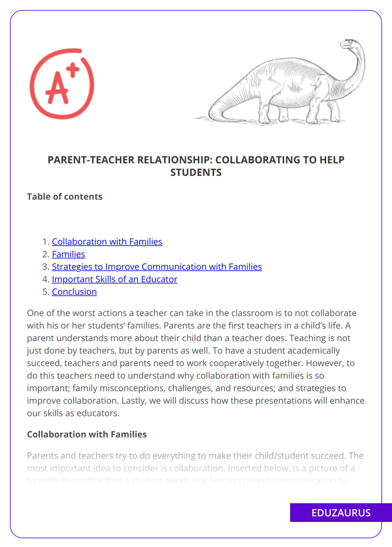 Parent-Teacher Relationship: Collaborating to Help Students