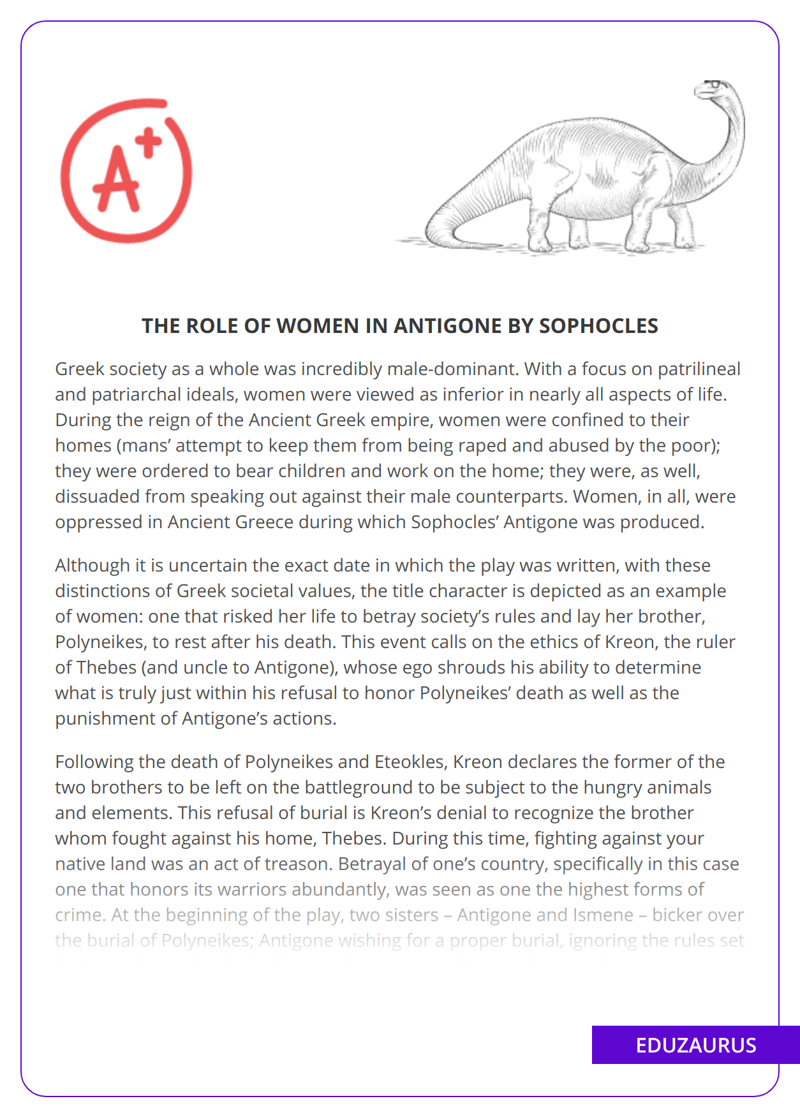 The Role of Women in Antigone by Sophocles