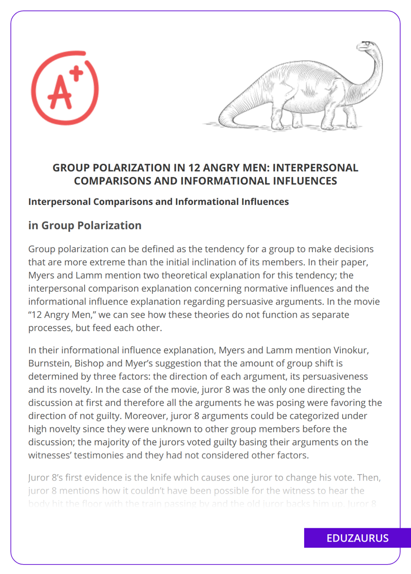 Group Polarization in 12 Angry Men: Interpersonal Comparisons and Informational Influences