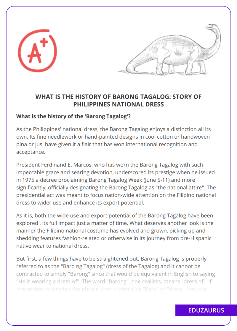 History Of Barong Tagalog: Philippines National Dress