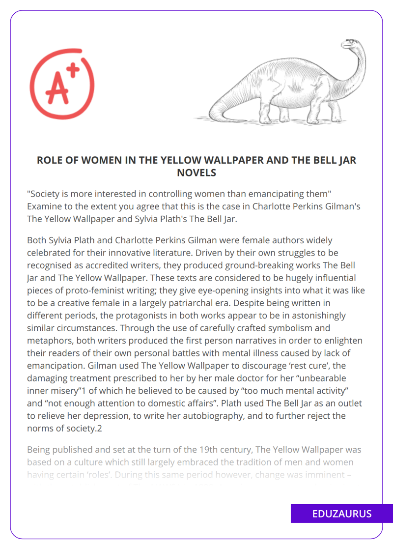 Role Of Women in The Yellow Wallpaper And The Bell Jar Novels