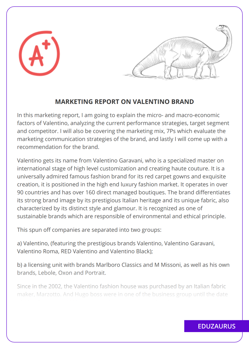 Marketing Report On Valentino Brand