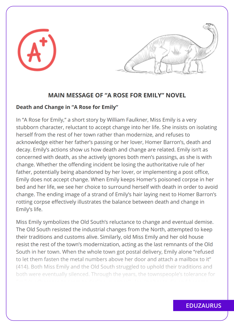 Main Message Of “A Rose For Emily” Novel