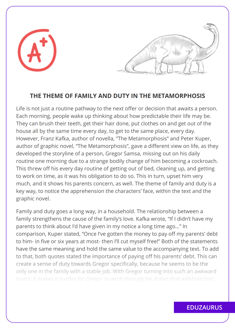 The Theme Of Family And Duty in The Metamorphosis
