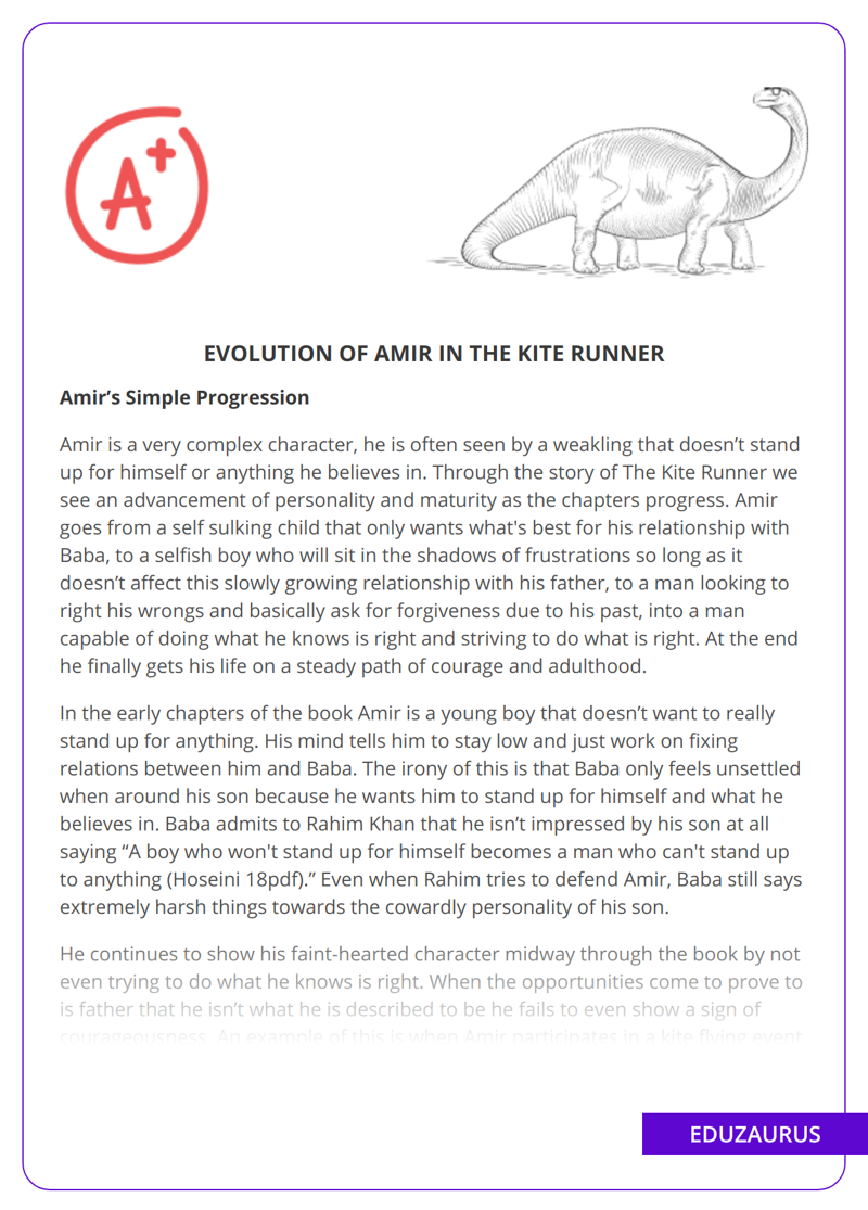 Evolution Of Amir in The Kite Runner