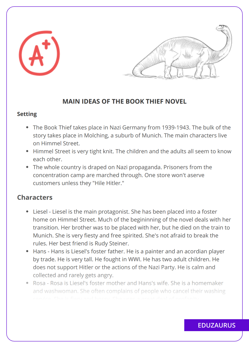 Main Ideas Of The Book Thief Novel