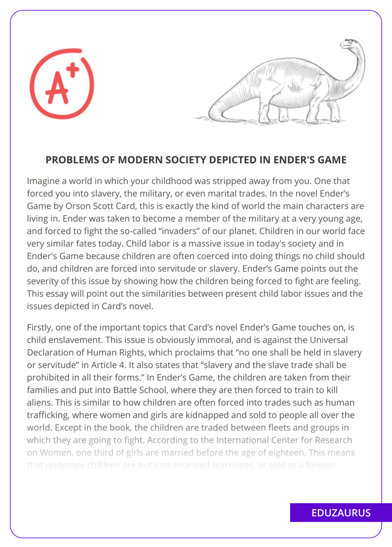 Problems Of Modern Society Depicted in Ender’s Game