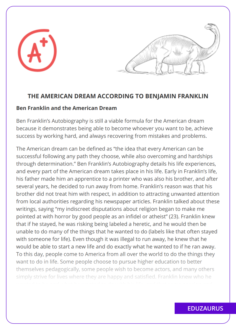 The American Dream According to Benjamin Franklin