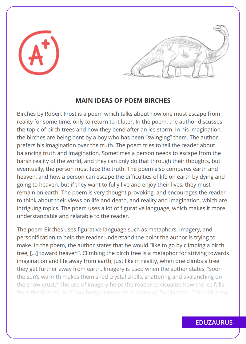 Main Ideas Of Poem Birches