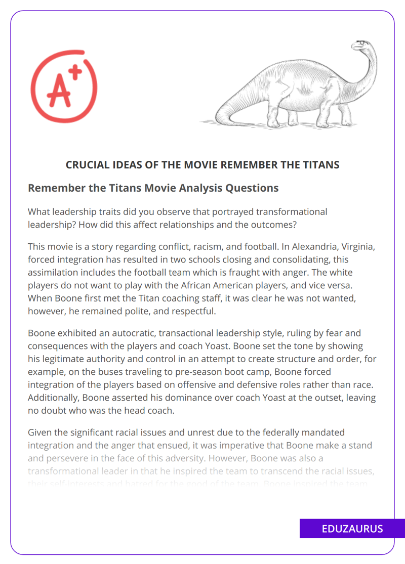 Crucial Ideas Of The Movie Remember The Titans