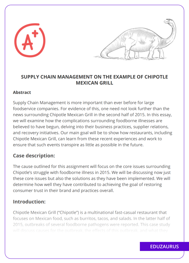 Supply Chain Management On The Example Of Chipotle Mexican Grill