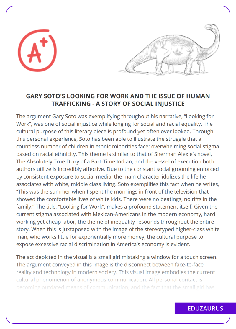 Gary Soto’s Looking for Work and the Issue of Human Trafficking – a Story of Social Injustice