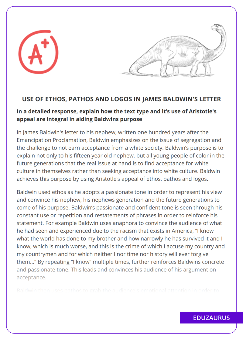 Use Of Ethos, Pathos And Logos in James Baldwin’s Letter