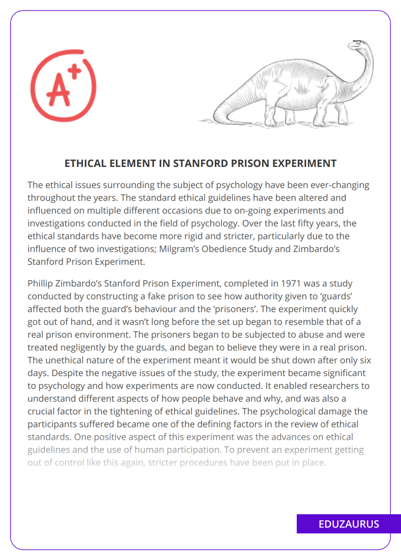 Ethical Element In Stanford Prison Experiment