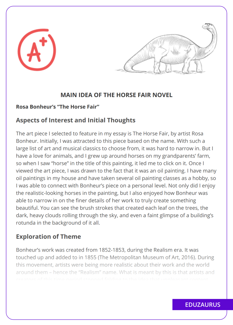 Main Idea Of The Horse Fair Novel