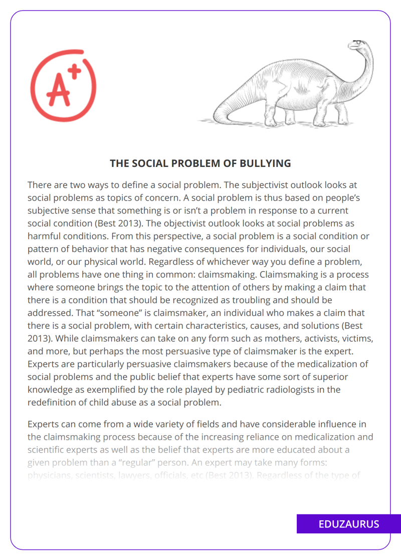 The Social Problem Of Bullying
