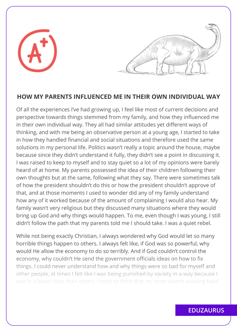 How My Parents Influenced Me in Their Own Individual Way