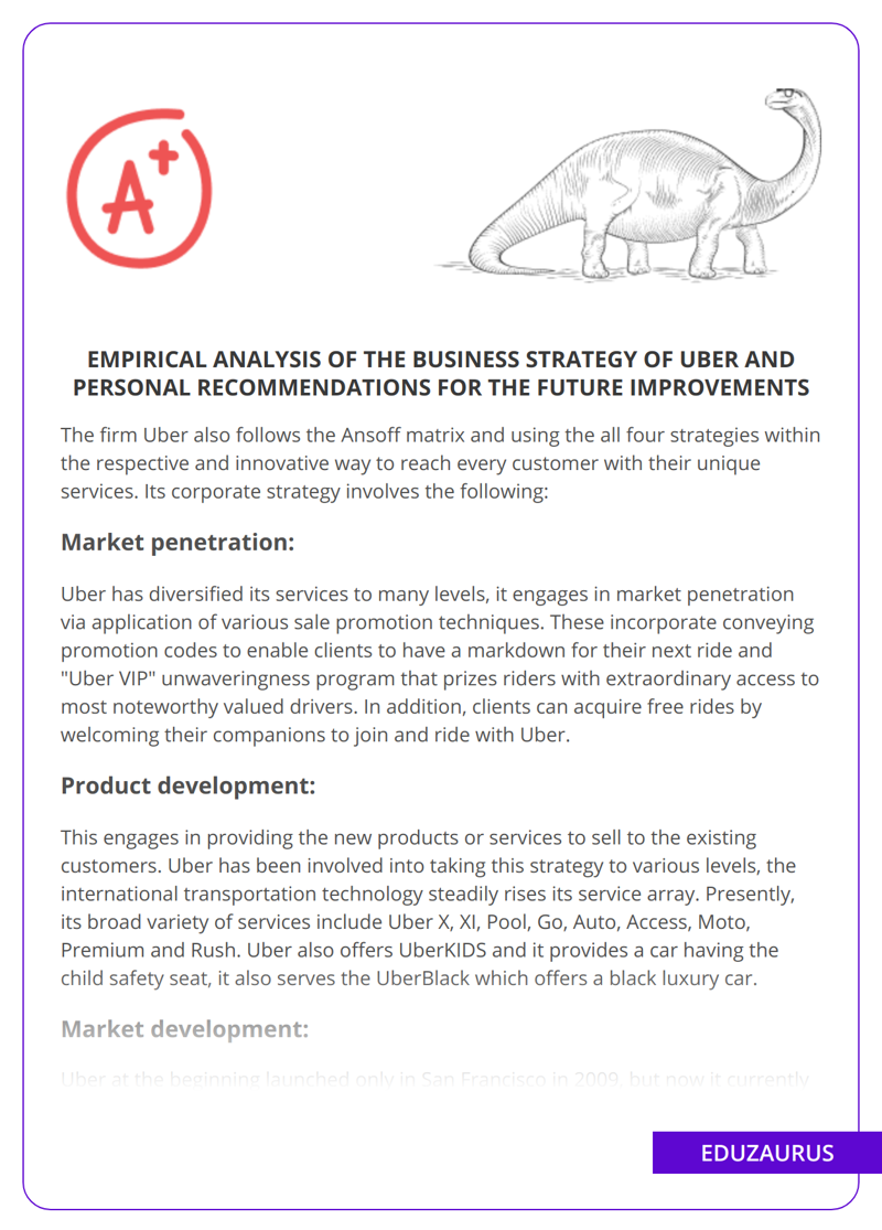 Uber: Business Strategy Analysis and Personal Recommendations