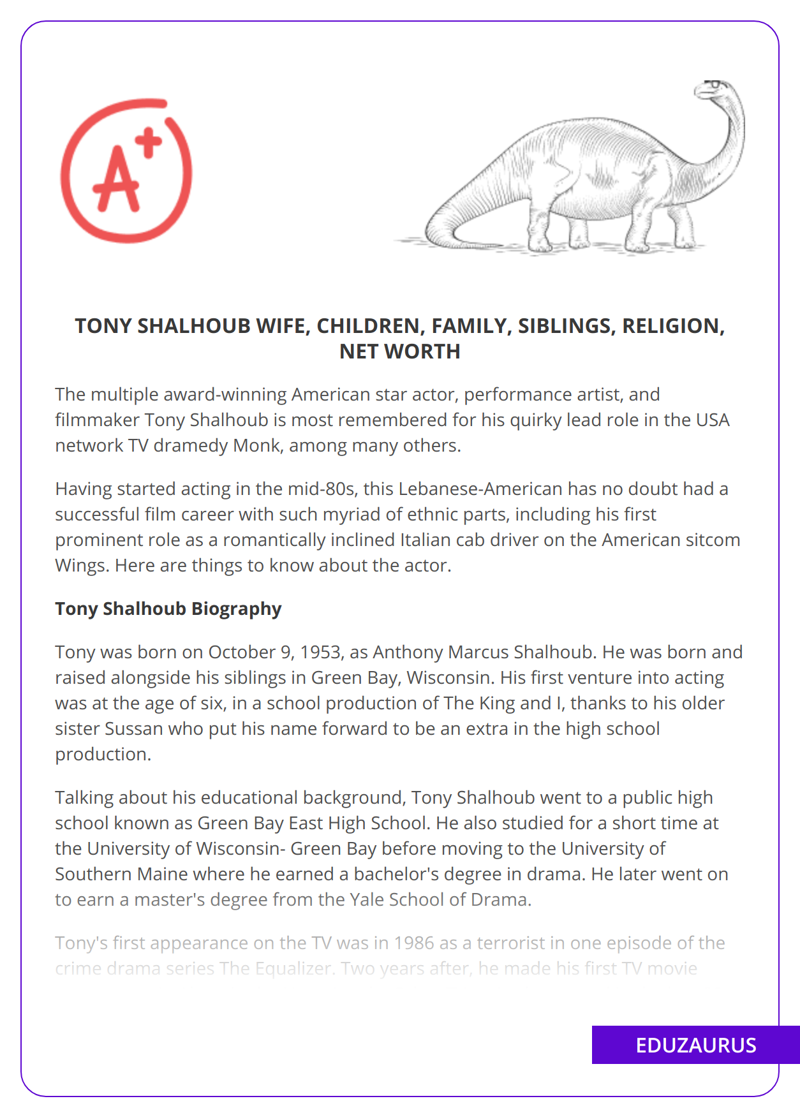 Tony Shalhoub Wife, Children, Family, Siblings, Religion, Net Worth