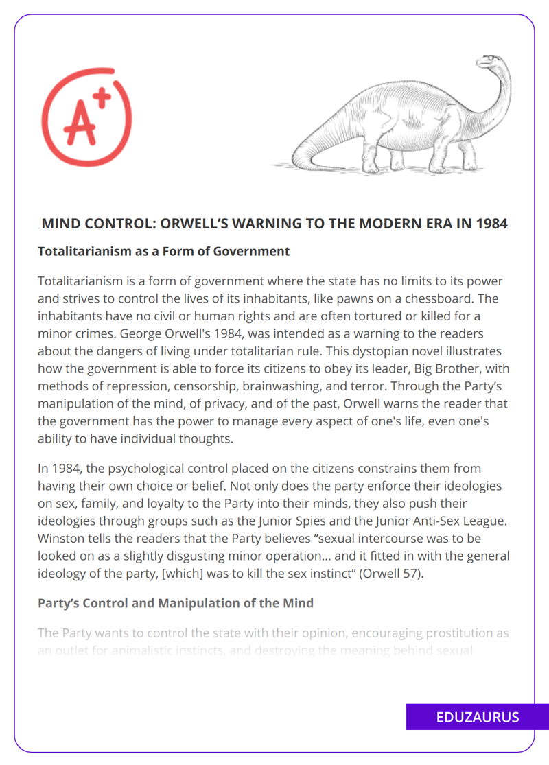 Mind Control: Orwell’s Warning to The Modern Era in 1984