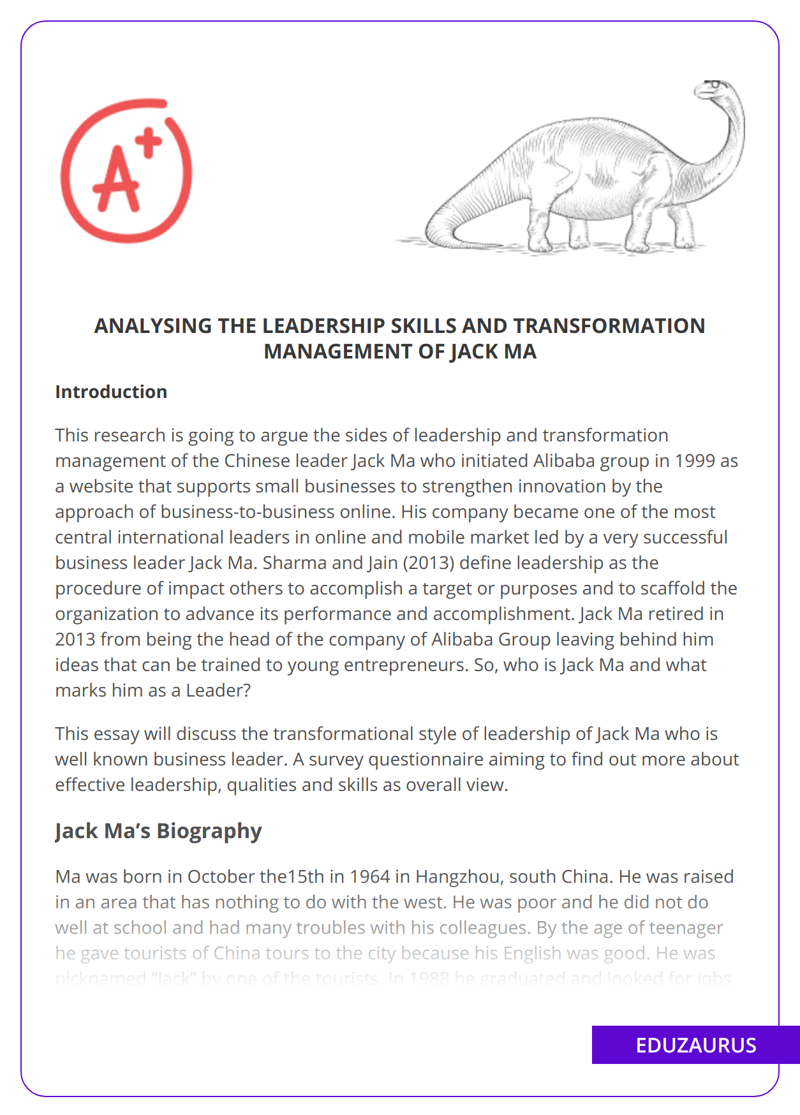 Analysing The Leadership Skills And Transformation Management Of Jack Ma