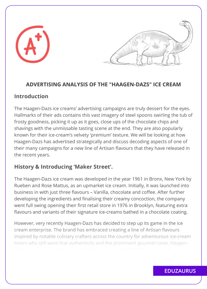 Advertising Analysis Of The “Haagen-Dazs” Ice Cream