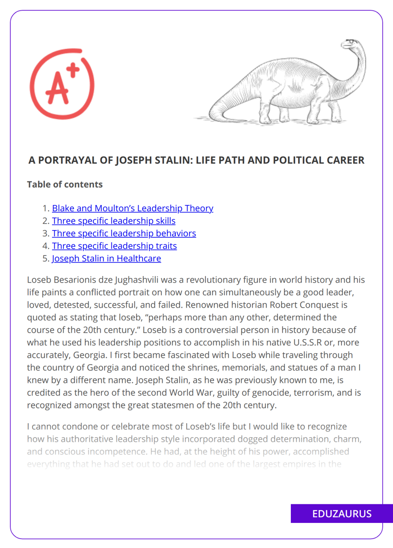 A Portrayal of Joseph Stalin: Life Path and Political Career