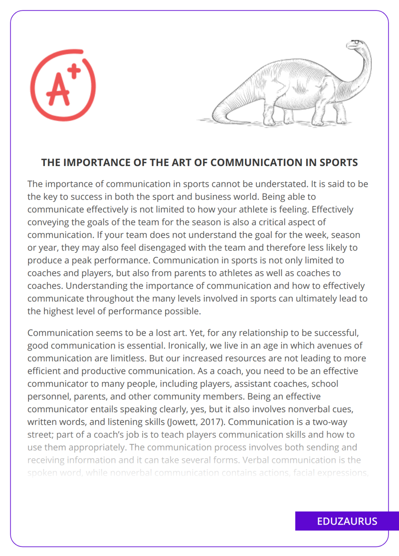 The Importance of the Art of Communication in Sports - Free Essay Example |  EduZaurus