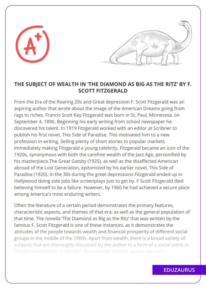 The Subject Of Wealth in ‘The Diamond As Big As The Ritz’ By F. Scott Fitzgerald