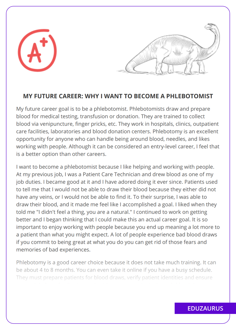 My Future Career: Why I Want to Become a Phlebotomist
