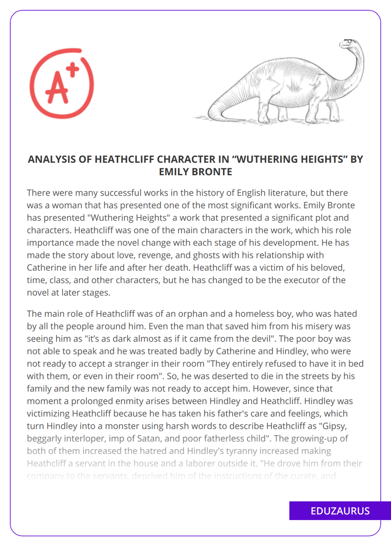 Analysis Of Heathcliff Character in “Wuthering Heights” By Emily Bronte