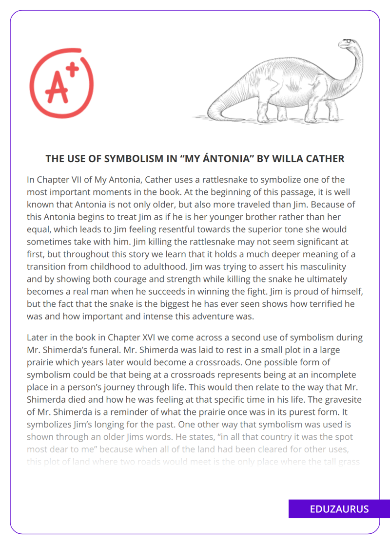 The Use Of Symbolism in “My Ántonia” By Willa Cather