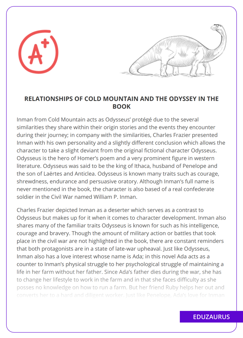 Relationships of Cold Mountain and the Odyssey in the Book