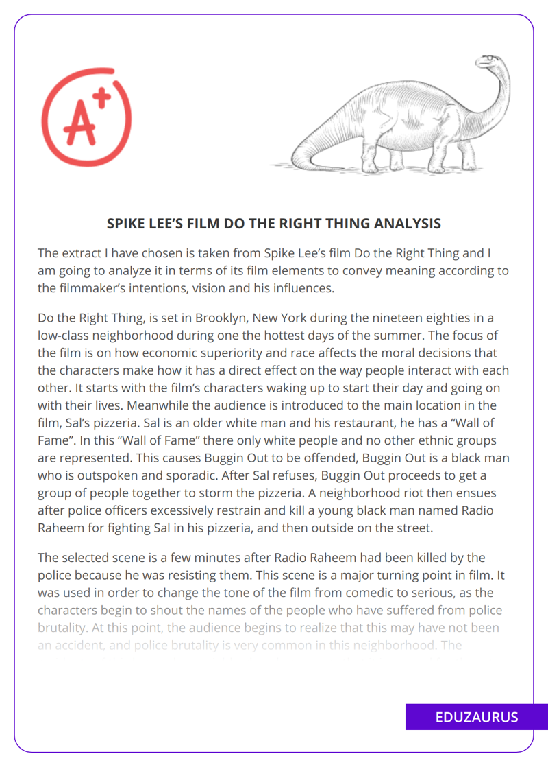 Spike Lee’s Film Do The Right Thing Analysis