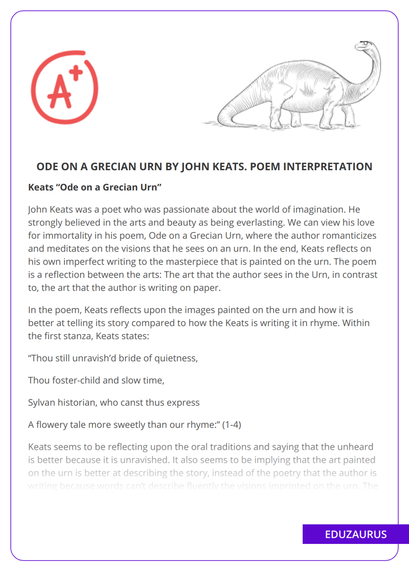 Ode on a Grecian Urn by John Keats. Poem Interpretation