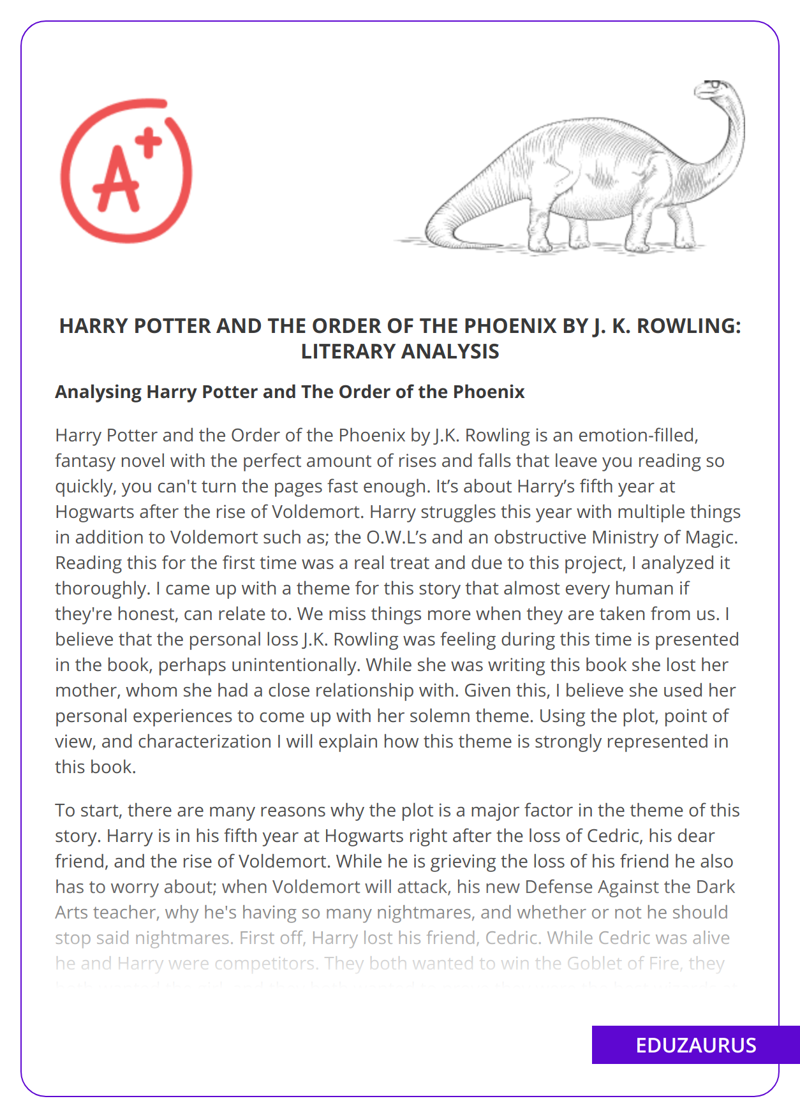 Harry Potter and the Order of the Phoenix by J. K. Rowling: Literary Analysis