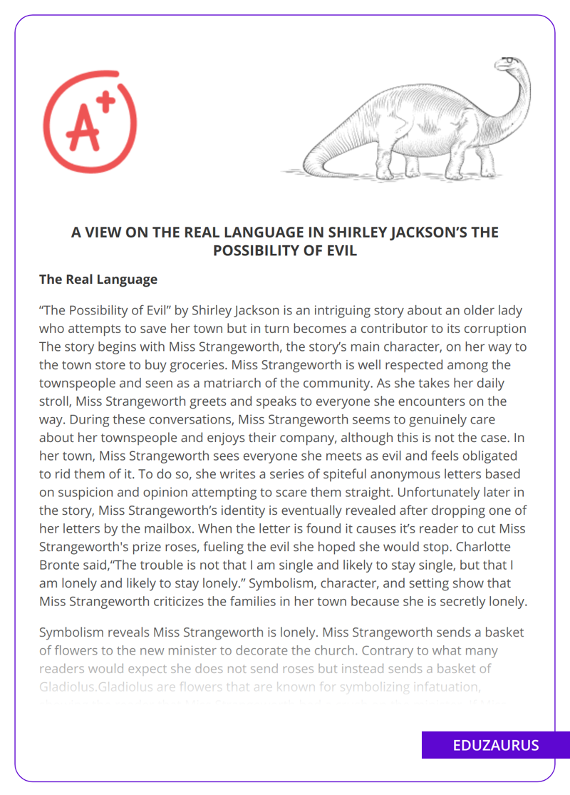 A View on the Real Language in Shirley Jackson’s The Possibility of Evil