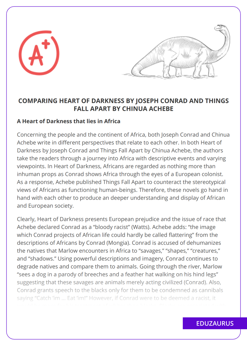 Comparing Heart of Darkness by Joseph Conrad and Things Fall Apart by Chinua Achebe
