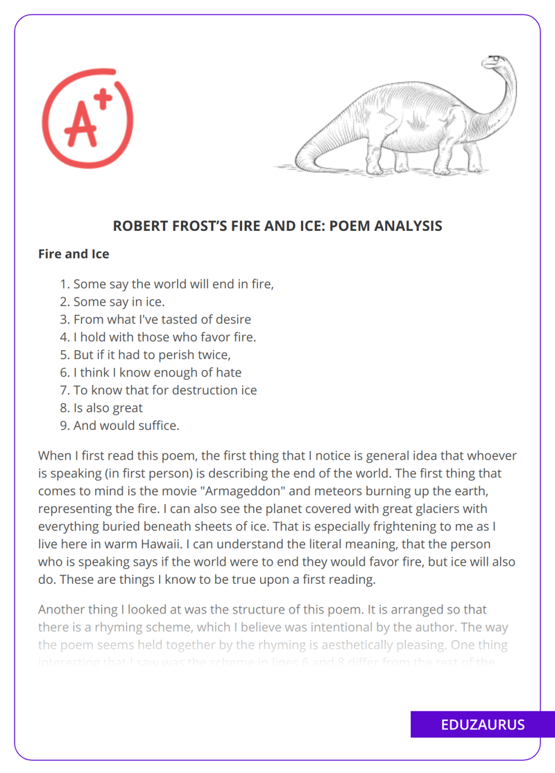 Robert Frost’s Fire and Ice: Poem Analysis