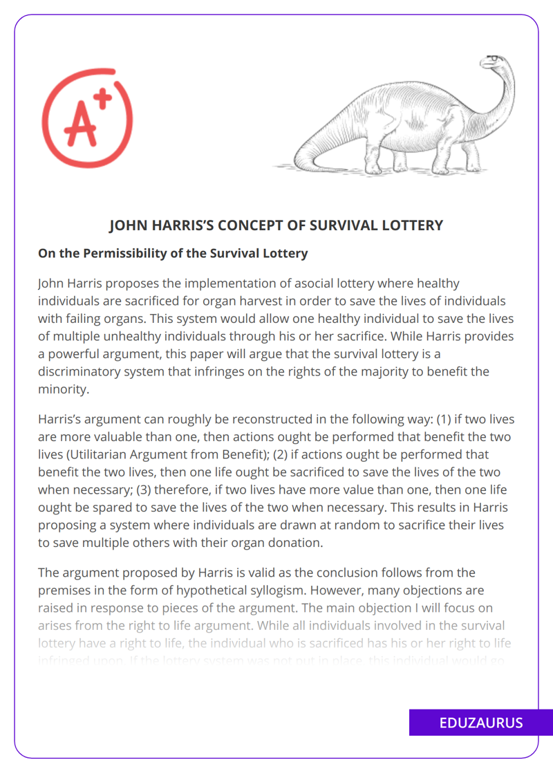 John Harris’s Concept of Survival Lottery
