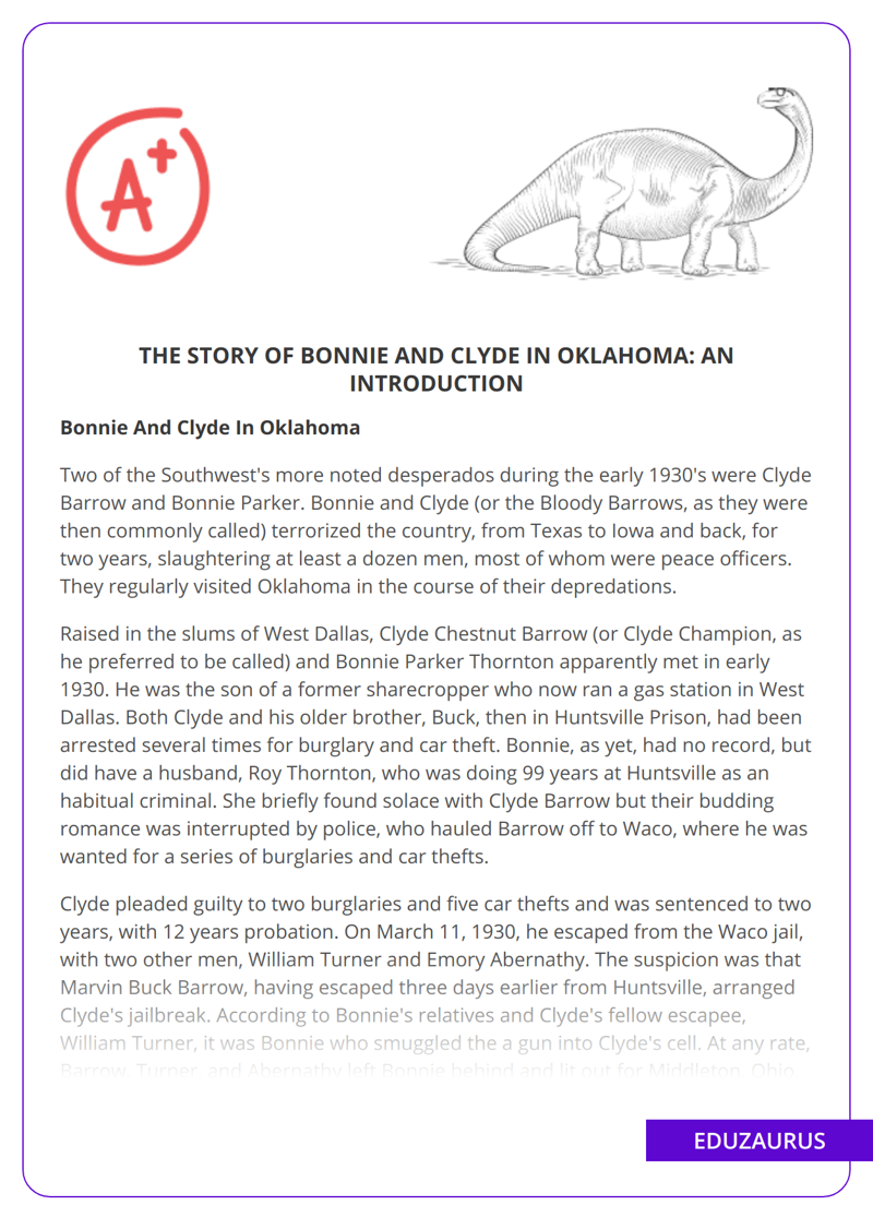 The Story of Bonnie and Clyde in Oklahoma: an Introduction
