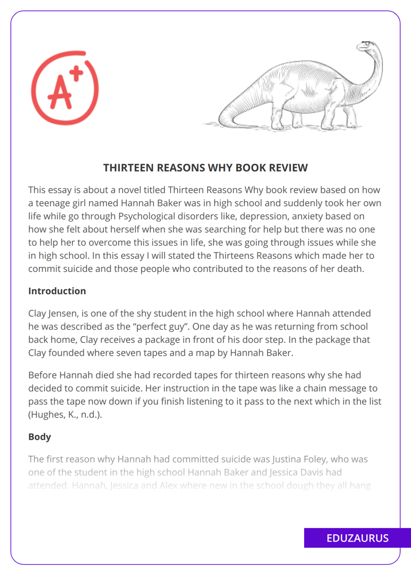Thirteen Reasons Why Book Review