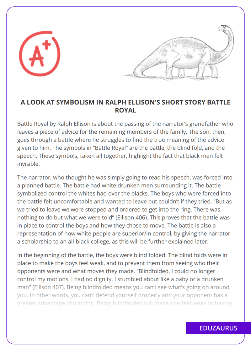 A Look At Symbolism in Ralph Ellison’s Short Story Battle Royal