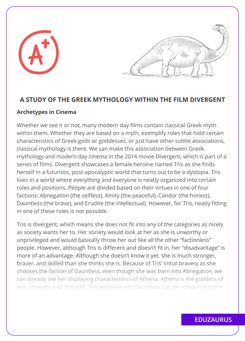 A Study Of The Greek Mythology Within The Film Divergent