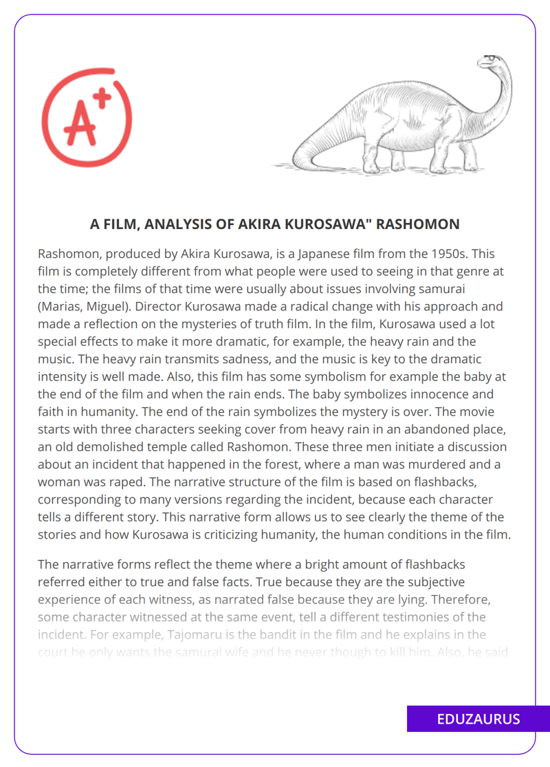 Film Analysis: Rashomon by Akira Kurosawa